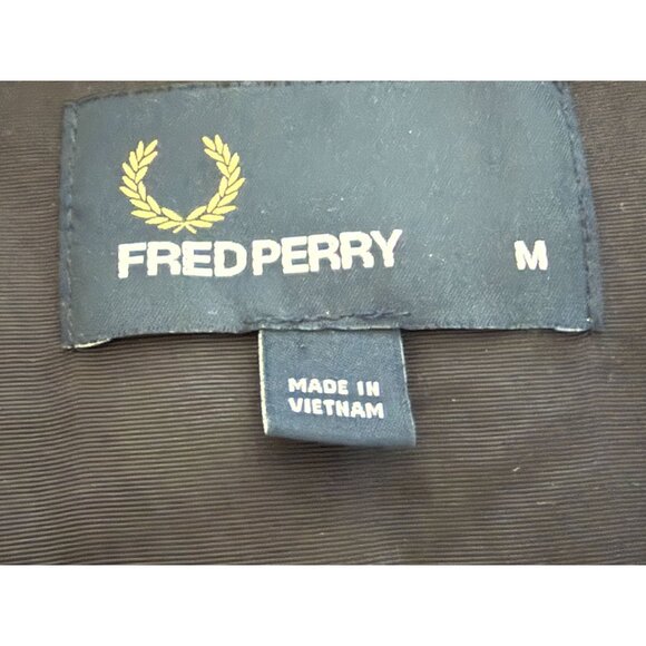 Fred Perry Mens Navy Hooded Parka Jacket With Plaid Lining & Button Details Size - Picture 7 of 9